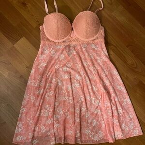 Elegant Lace Pink Nightgown